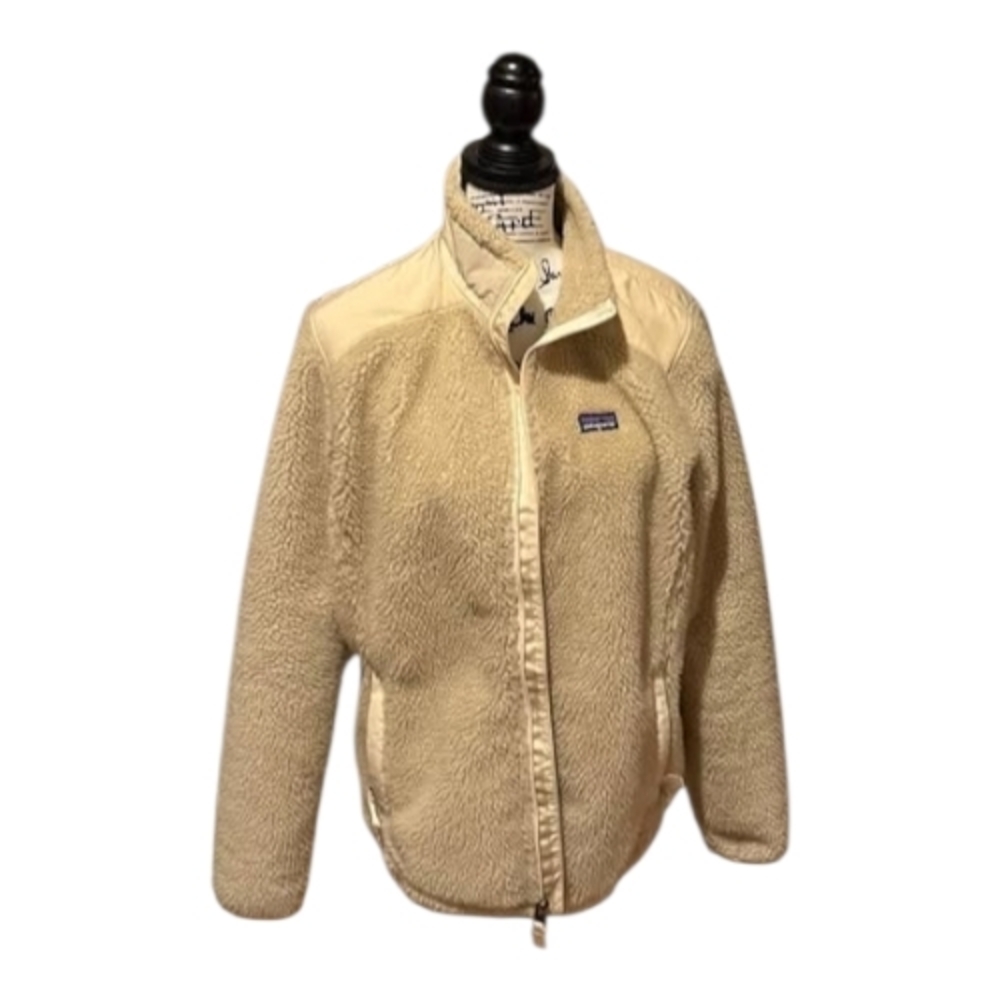 Patagonia Cream Women's Fleece Jacket Hoodie Size L